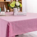 Detail of pink and white checkered tablecloth with woven texture in a cozy home setting - Custom Size / Pink Small Check