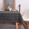 Detail shot of black and white checkered tablecloth edge with high-quality stitching texture - 60*60cm / Black Check