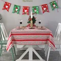 Feestelijk rood en wit kersttafelkleed met patronen van rendieren en sneeuwvlokken - 140*260cm / Rode Streep Rendier