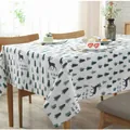 Nordic cotton linen tablecloth featuring purple elk and green pine forest patterns - 60*60cm / Forest Deer