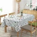 Nordic cotton linen tablecloth featuring green pine forest and reindeer patterns - Forest Deer