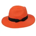 Chic chapeau Panama orange en paille avec ruban gros-grain noir et nœud pour femmes - 56-58cm / Nœud en Ruban Noir / 346-Q Orange