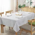 Moderne minimalistische witte tafelkleed met zwart ruitpatroon voor rechthoekige tafels - Wit Geblokt