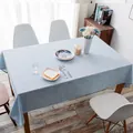 Nappe rectangulaire minimaliste à rayures bleu clair en coton et lin pour salle à manger - 140*250cm / Bleu clair