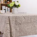 Vintage krantenprint katoen linnen tafelkleed in beige voor eet- en salontafels - Koffie Krant