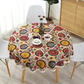 Nappe ronde bohème avec imprimés mandala floraux et bordure en dentelle blanche - Sun Flower with Lace Edge