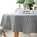 Nordic round cotton linen tablecloth with grey chevron pattern for dining table decor - Grey Arrow