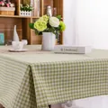 Modern green and white gingham checkered tablecloth in fresh cotton linen blend fabric - Custom Size / Green Small Check
