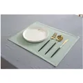 Lichtgroene linnen placemat met textuur voor eettafeldecoratie en warmte-isolatie - Gelaagde Stijl / Standaard Maat / Lichtgroen
