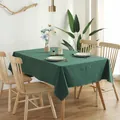 Nordic minimalist dark green cotton rectangular tablecloth on a wooden dining table - Pleated Dark Green