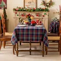 Klassiek rood en groen geruit kersttafelkleed van hoogwaardige stof voor feestelijke diners - Navy Rood Ruitjes