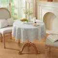 Light gray plaid round tablecloth with tassels for elegant Nordic dining room decor - Embroidered Gray Full Grid