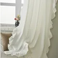 Rideaux blancs minimalistes de style nordique avec bordures à volants délicats pour chambre - Blanc / Style Crochet