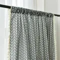 Nordic gray and white geometric cotton linen curtain with elegant tassel trim - 150 Wide * 220 High / Gray Chevron - Hook Type