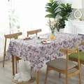Rectangular tablecloth with pink vintage newspaper print and floral butterfly pattern - 60*60cm / Rose Butterfly