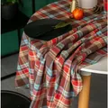 Vintage rot-braune karierte runde Tischdecke für festliche Esstischdekorationen - Rund 100cm / Weihnachtskaffee Karo
