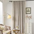 Tenda retrò in lino con motivo in porcellana blu e bianca e nappine decorative - Tasca per asta / Stile porcellana blu e bianca