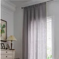Grey linen textured semi-blackout curtain with cream tassels and rod pocket header - Gray Cotton + Suzhou-style Rod Curtain / 150w*160cm High
