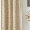 Dettaglio della tenda retrò in cotone lino con pizzo delicato e trama del tessuto - Motivo Floreale Con Pizzo Stile a Gancio / 150 Larghezza * 45CM Altezza