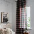 Classic plaid semi-sheer curtain with red, green, and beige weave in retro style - Width 140 * Height 160 / Christmas Green Plaid - Rod Pocket