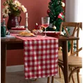 Classic red and white plaid double-layer cotton linen table runner for Christmas table decor - 30x140cm / Red White Plaid