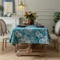 Retro Amerikaanse jacquard tafelkleed met blauw bloemen olieverfpatroon voor de eettafel - Olieverf Stijl / 90*90cm