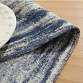 Blue gradient cotton linen placemat with geometric woven pattern on wooden table - Single-layer Jacquard / Standard Size / Blue Gradient
