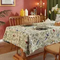Nappe vintage avec oiseaux colorés et motifs botaniques sur tissu en lin de haute qualité - 60*60cm / Oiseau Jacquard à Volants