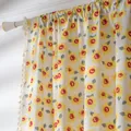 Sonnenblumen Vorhang aus Baumwollleinen mit Quasten und Tunnelzug Aufhängung - Sonnenblumenmuster Stangendurchzug