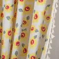 Sonnenblumen-Vorhang aus Baumwollleinen mit eleganten Fransen und rustikaler Textur - Sonnenblumenmuster Hakenstil
