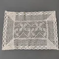 Rectangle beige cotton crochet lace placemat with elegant hollowed-out floral patterns - Clover Lace Style / 32x40cm