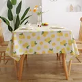 Nordic lemon print rectangular tablecloth in cotton linen blend for dining room decor - Lemon