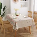 Rectangular cream tablecloth with watercolor flower pattern for home dining decor - 90*90cm / Symmetric Floral