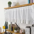 White French ruffle short curtain for kitchen window and cabinets in cotton linen style - 150cmx45cm