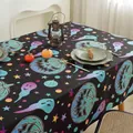 Halloween tablecloth with neon pumpkin and ghost patterns for festive party dining decor - 60*60cm / Black Purple Ghost Pattern