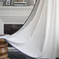 Cream linen curtains with navy lace trim for a modern minimalist bedroom home decor - 150cmx45cm / Cream/Blue Style (Blue Lace / Rod Pocket)