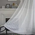 Cortina de encaje blanco nórdico con bordado de trébol calado para el dormitorio - 150cmx180cm / Estilo de Bolsillo de Varilla con Dobladillo de Trébol / Blanco