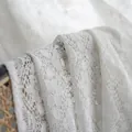 Cortina de encaje blanco con patrón nórdico de trébol calado y textura suave caída - 150cmx180cm / Estilo de Gancho con Dobladillo de Trébol / Blanco