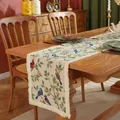 American pastoral style jacquard table runner with bird and floral print and tassels - 30*120cm / Jacquard Bird Style
