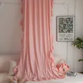 Rideaux roses style princesse avec bords à volants pour une décoration romantique - 150x220 / Rose / À crochet