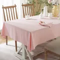 Close-up of pink cotton fabric texture on wooden table with elegant tea set setting - Pink Wrinkled