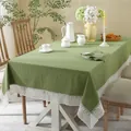 Rechthoekig grasgroen tafelkleed met brede witte kanten randen voor tafeldecoratie - 140*260cm / Grasgroen