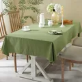 Green rectangle cotton tablecloth with decorative white stitching in home dining setting - 90*90cm / Pleated Fruit Green