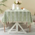 French style rectangular light green jacquard tablecloth with elegant tassels and stripes - 140x250CM / Green Jacquard Tassel Style