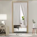 Japanese style beige linen doorway curtain with tassels for kitchen or bedroom decor - 90x140 / Beige / Hook-On