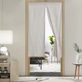 Japanese style beige linen partition curtain with tassels for kitchen and bedroom - 90x140 / Beige / Rod Pocket Style