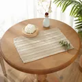 Rechteckiges beige Tischset mit Fransen und strukturierten Streifen im Boho-Minimalstil - 30*40cm / Beige