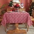 Nordic Christmas tablecloth with red festive print of reindeer and trees for holiday dining - 100cmx140cm / Red Christmas Tree