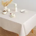 Japans stijl rechthoekig katoen linnen tafelkleed met crème en bruine strepen - 60*60cm / Beige Gestreept Gezoomd