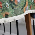 American pastoral style woven tablecloth with green floral patterns and cream fringe - 90-90 / Green Dandelion Style